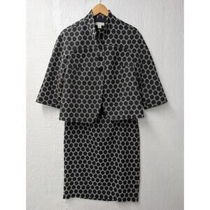 Coldwater Creek Black White Polka Dot Jacquard Skirt Suit Set Classic Size 6